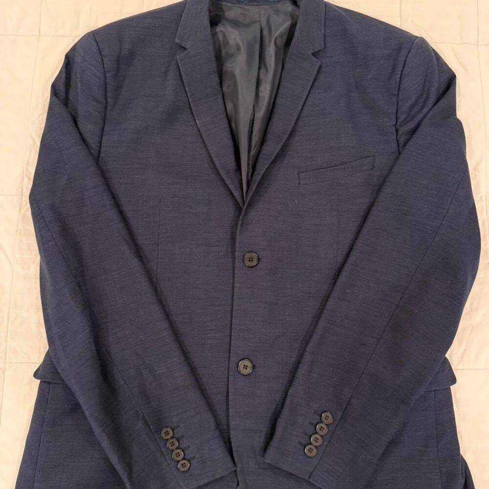Men's H&M Navy Blue Suit Set, Jacket 42R, Pants 40